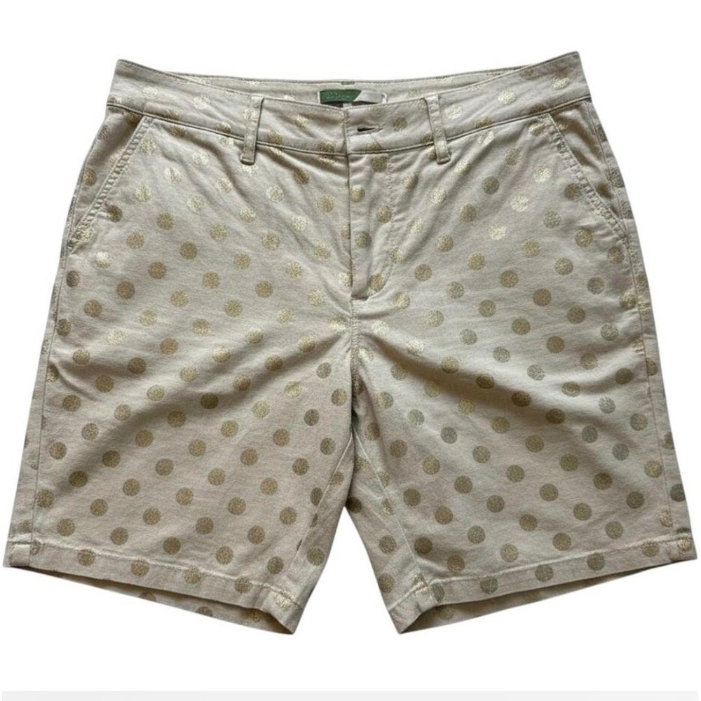 ANTHROPOLOGIE LINEN BLEND GOLDEN DOTTED DOTS TAILORED TROUSER SHORTS TAN 26
